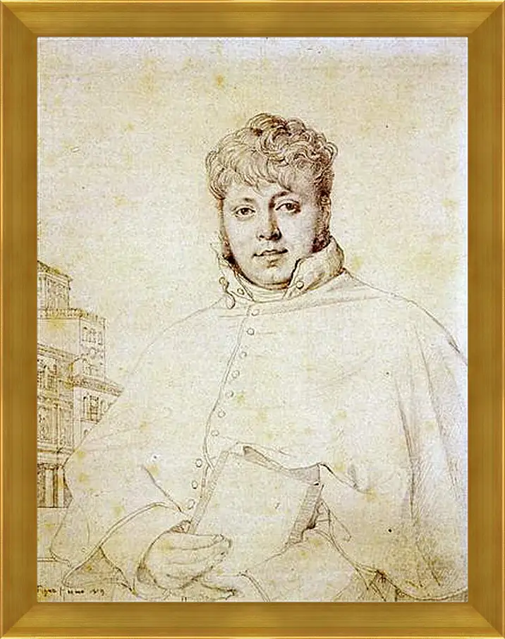 Картина в раме - Portrait of Auguste Jean Marie Guenepin. Жан Огюст Доминик Энгр