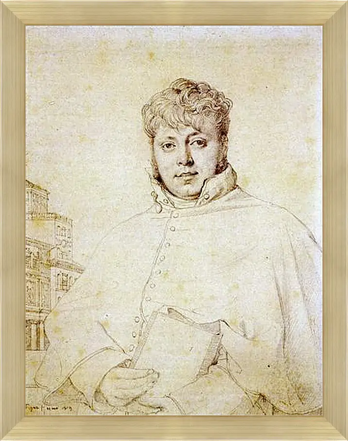 Картина в раме - Portrait of Auguste Jean Marie Guenepin. Жан Огюст Доминик Энгр