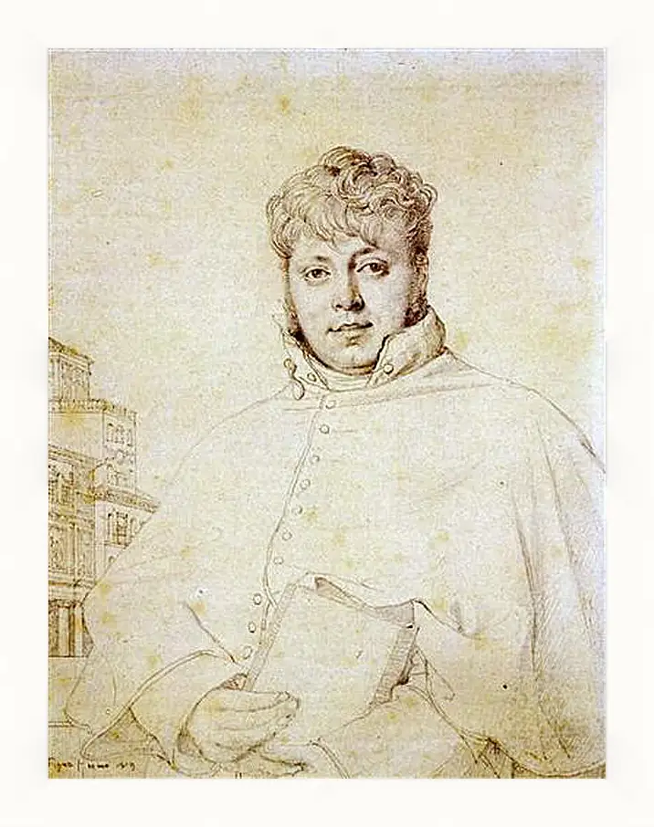 Картина в раме - Portrait of Auguste Jean Marie Guenepin. Жан Огюст Доминик Энгр