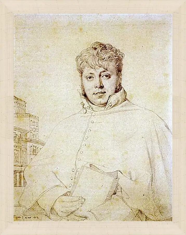 Картина в раме - Portrait of Auguste Jean Marie Guenepin. Жан Огюст Доминик Энгр
