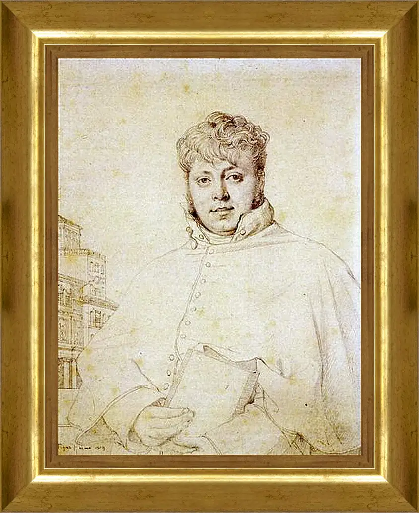 Картина в раме - Portrait of Auguste Jean Marie Guenepin. Жан Огюст Доминик Энгр
