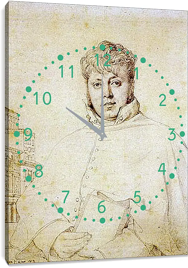 Часы картина - Portrait of Auguste Jean Marie Guenepin. Жан Огюст Доминик Энгр