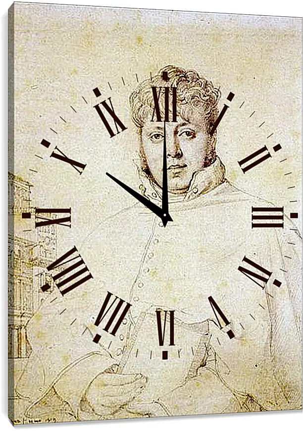 Часы картина - Portrait of Auguste Jean Marie Guenepin. Жан Огюст Доминик Энгр