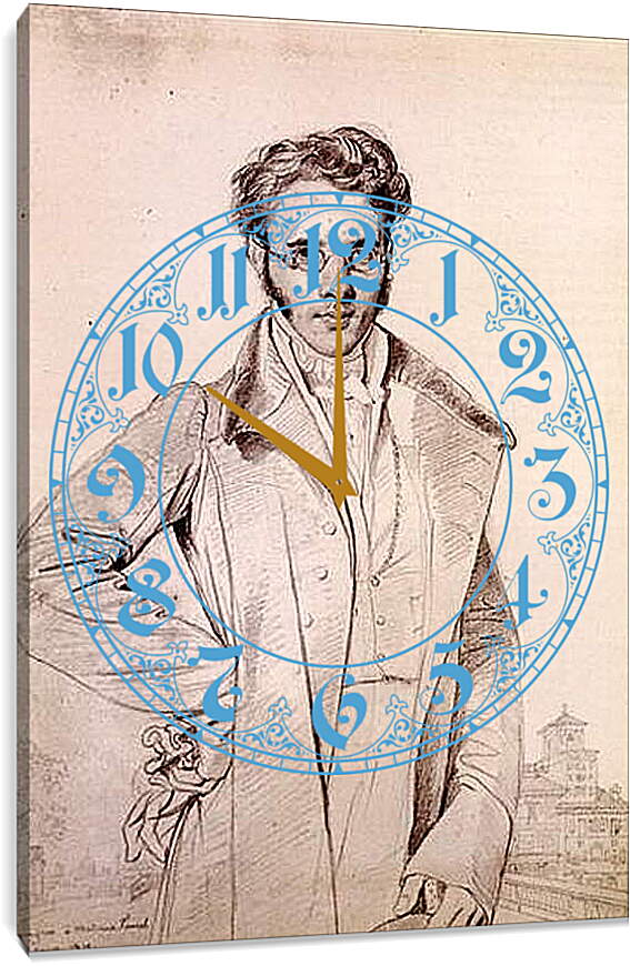 Часы картина - Portrait of Andre Benoit Barreau, called Taurel. Жан Огюст Доминик Энгр
