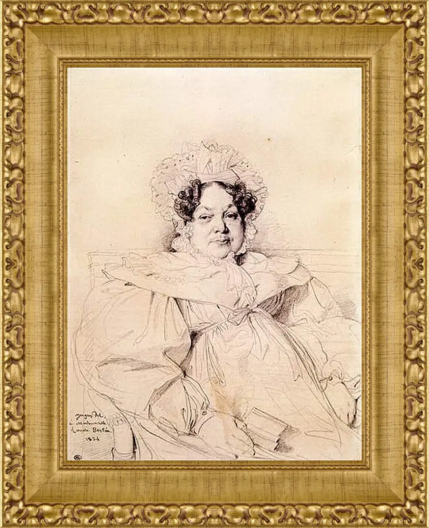Картина в раме - Madame Louis Francois Bertin, nee Genevieve Aimee Victoire Boutard. Жан Огюст Доминик Энгр
