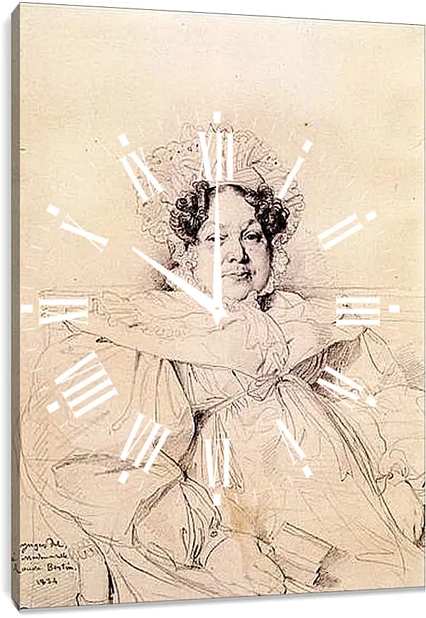 Часы картина - Madame Louis Francois Bertin, nee Genevieve Aimee Victoire Boutard. Жан Огюст Доминик Энгр