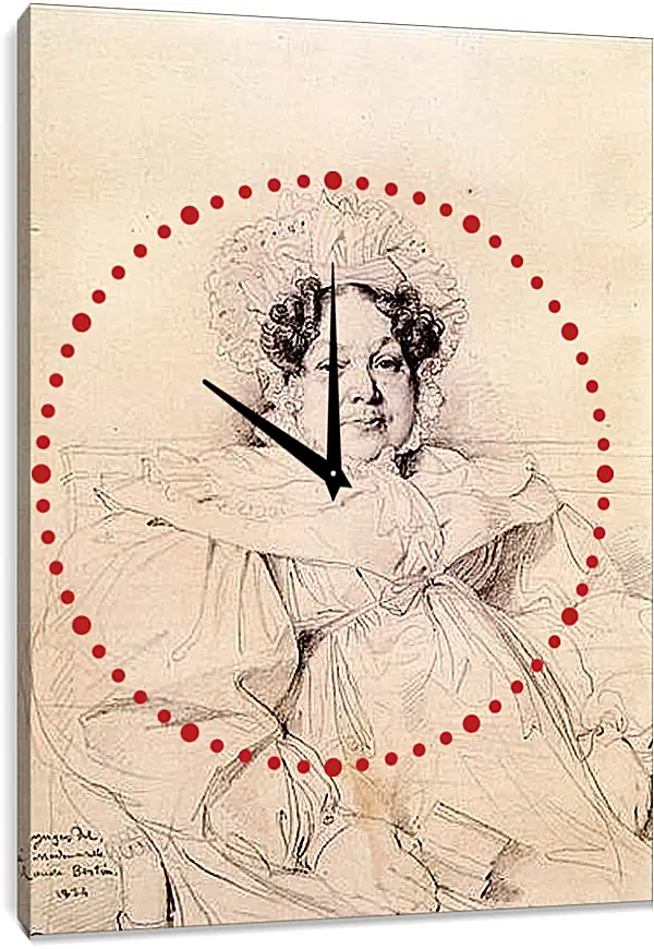 Часы картина - Madame Louis Francois Bertin, nee Genevieve Aimee Victoire Boutard. Жан Огюст Доминик Энгр