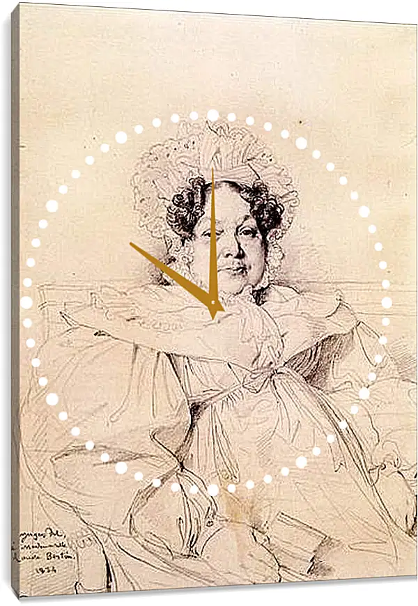 Часы картина - Madame Louis Francois Bertin, nee Genevieve Aimee Victoire Boutard. Жан Огюст Доминик Энгр