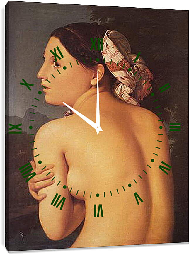 Часы картина - Half-Figure of a Bather. Жан Огюст Доминик Энгр
