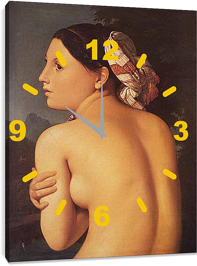 Часы картина - Half-Figure of a Bather. Жан Огюст Доминик Энгр
