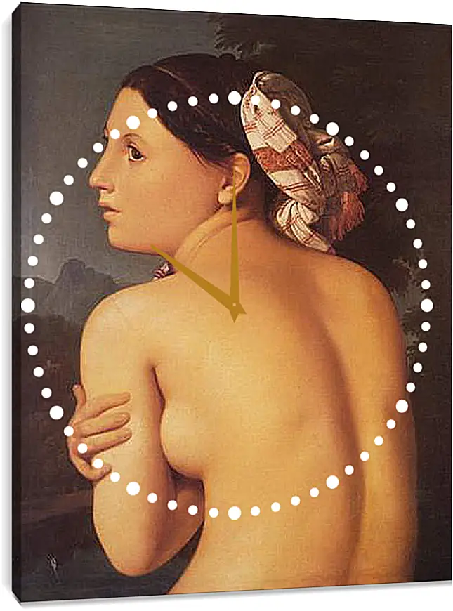 Часы картина - Half-Figure of a Bather. Жан Огюст Доминик Энгр
