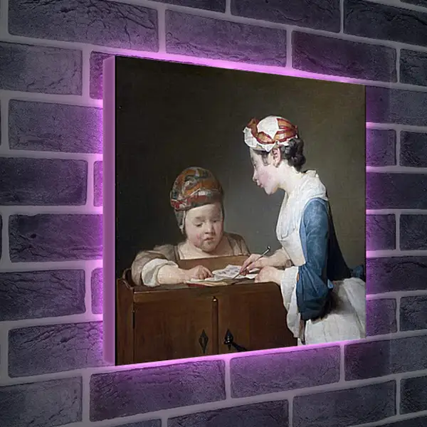 Лайтбокс световая панель - Молодая учительница. Жан Батист Симеон Шарден