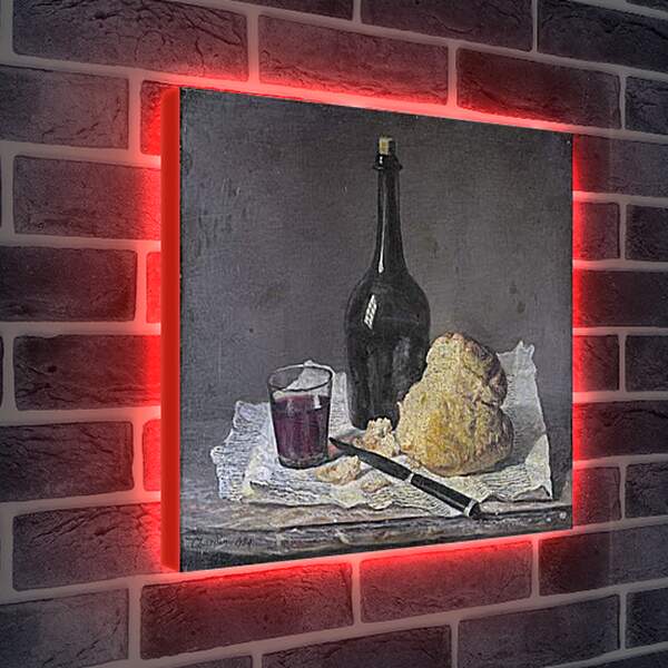 Лайтбокс световая панель - Натюрморт со стеклянной бутылкой и хлебом. Жан Батист Симеон Шарден
