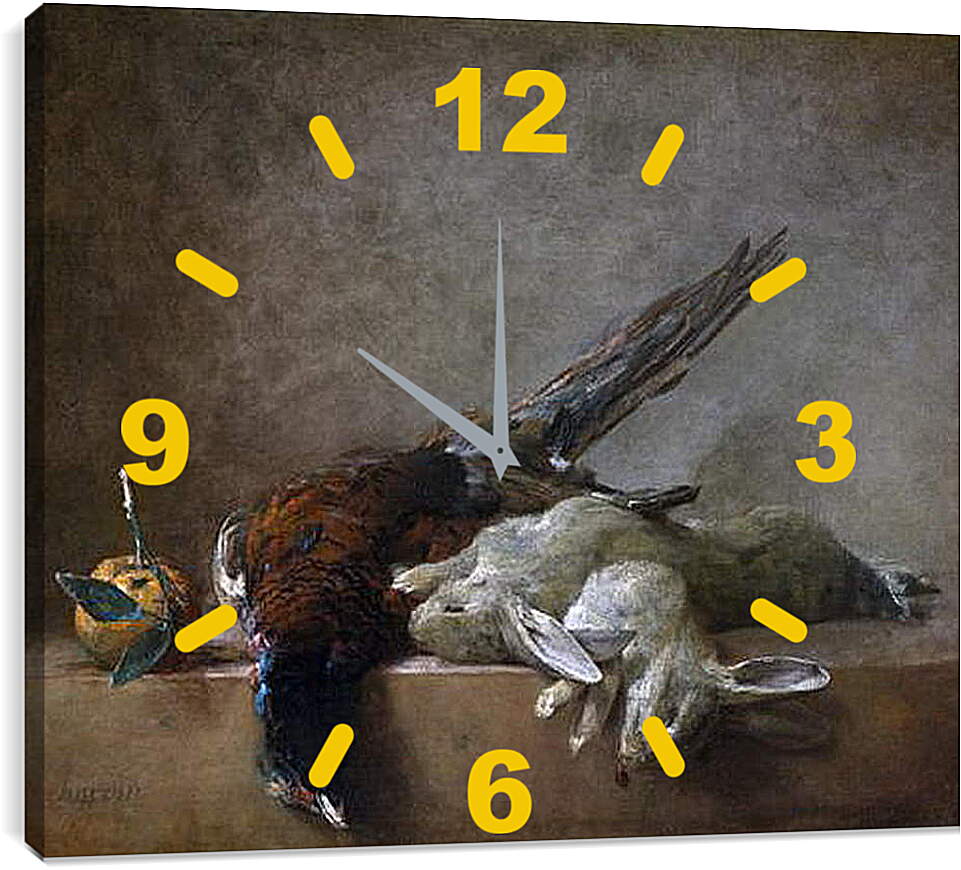 Часы картина - Натюрморт с добычей. Жан Батист Симеон Шарден
