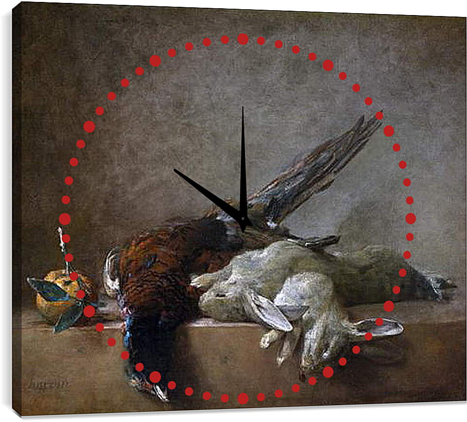 Часы картина - Натюрморт с добычей. Жан Батист Симеон Шарден
