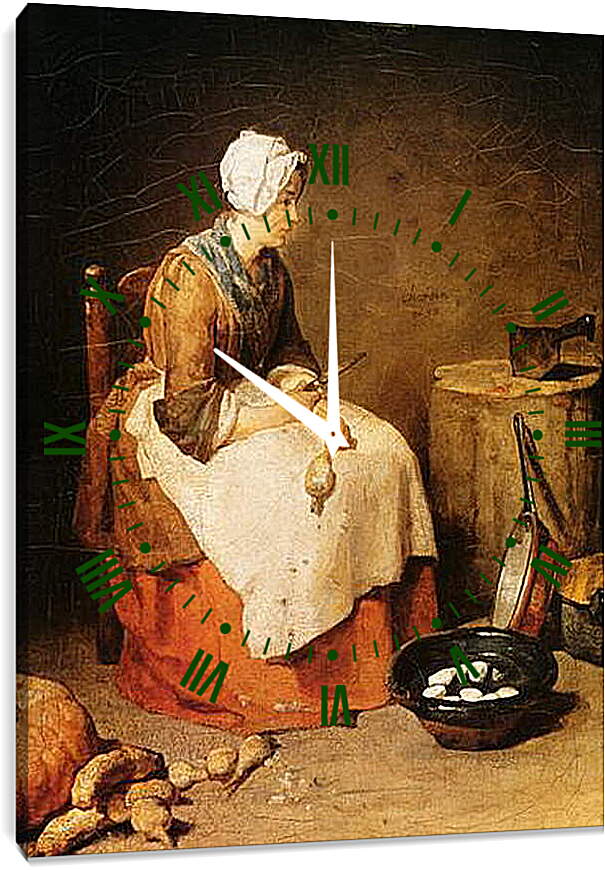Часы картина - The Kitchen. Жан Батист Симеон Шарден
