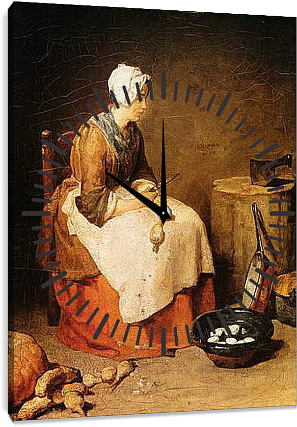 Часы картина - The Kitchen. Жан Батист Симеон Шарден
