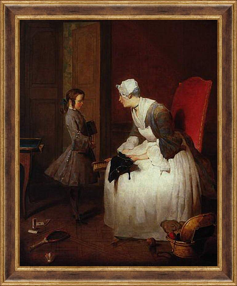 Картина в раме - The governess. Жан Батист Симеон Шарден
