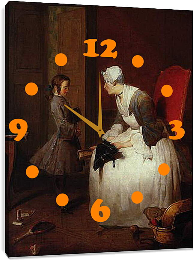 Часы картина - The governess. Жан Батист Симеон Шарден
