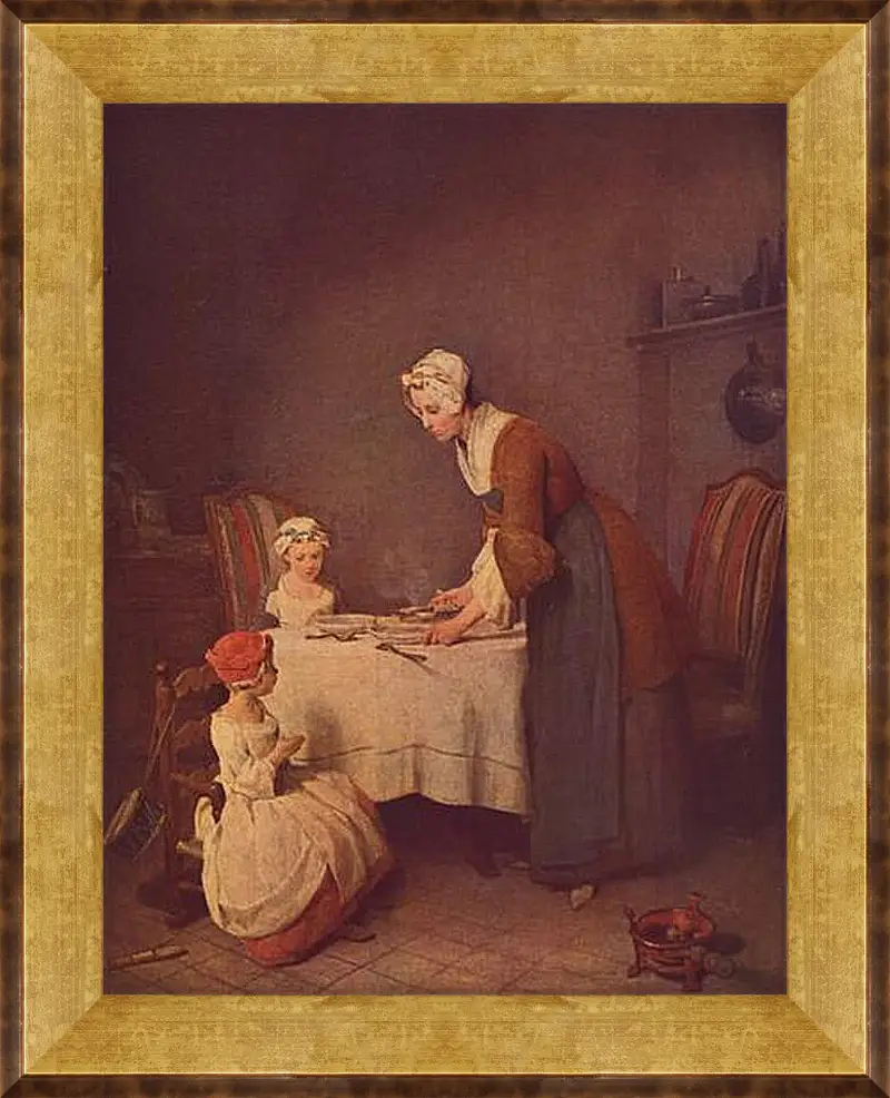 Картина в раме - Le Benedicite. Жан Батист Симеон Шарден