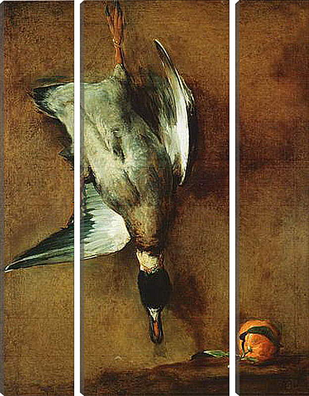 Модульная картина - Un canard col-vert attache a la muraille et une bigarade. Жан Батист Симеон Шарден
