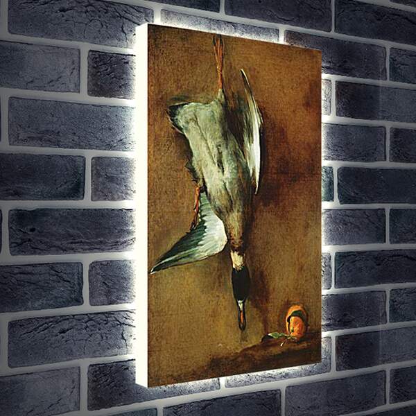Лайтбокс световая панель - Un canard col-vert attache a la muraille et une bigarade. Жан Батист Симеон Шарден
