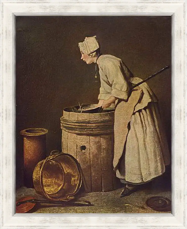 Картина в раме - Frau, Geschirr Scheuernd. Жан Батист Симеон Шарден