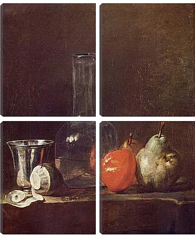 Модульная картина - Still Life with Glass Flask and Fruit. Жан Батист Симеон Шарден
