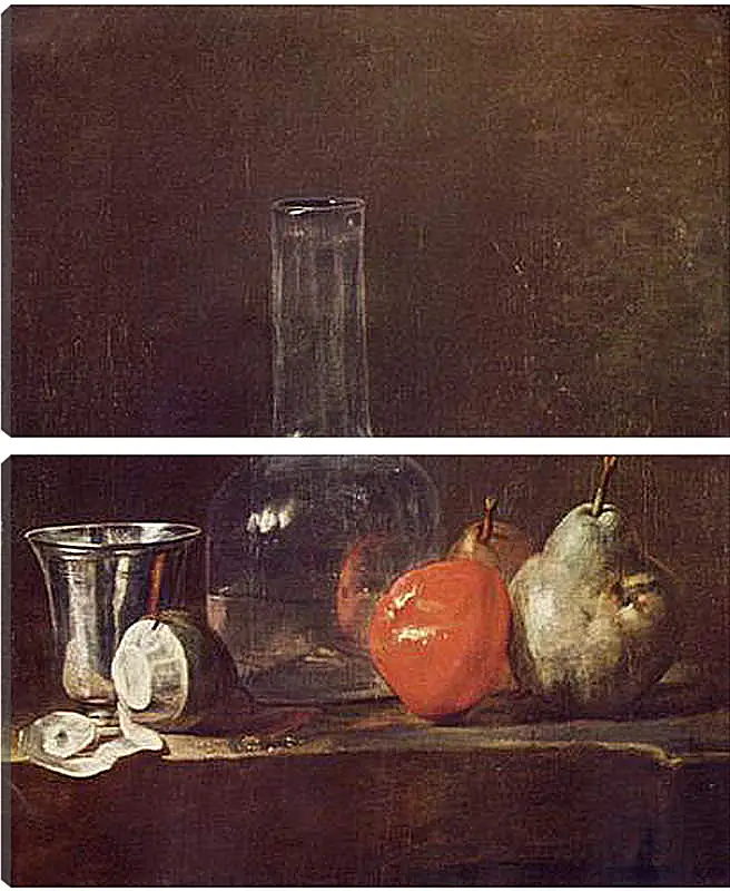 Модульная картина - Still Life with Glass Flask and Fruit. Жан Батист Симеон Шарден
