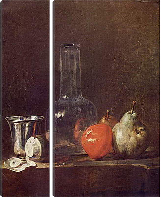 Модульная картина - Still Life with Glass Flask and Fruit. Жан Батист Симеон Шарден

