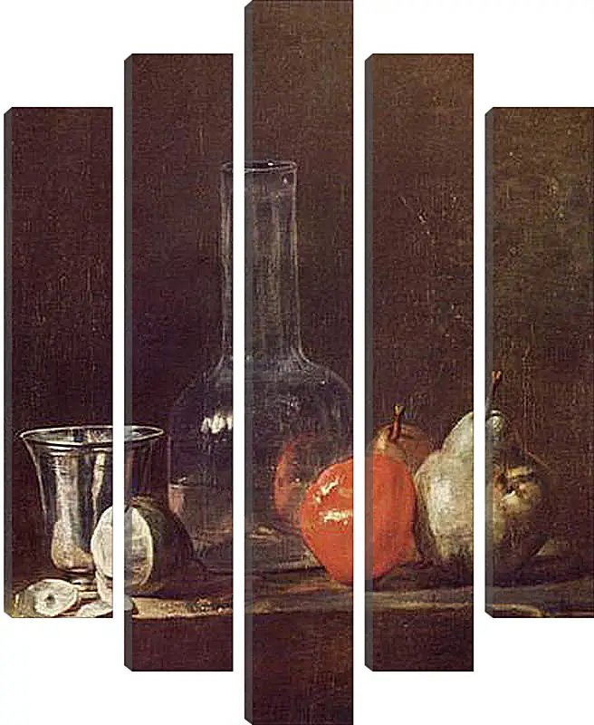 Модульная картина - Still Life with Glass Flask and Fruit. Жан Батист Симеон Шарден
