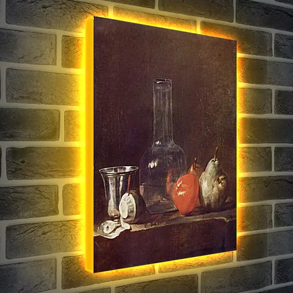 Лайтбокс световая панель - Still Life with Glass Flask and Fruit. Жан Батист Симеон Шарден
