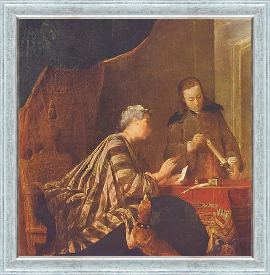 Картина в раме - Lady Sealing a Letter. Жан Батист Симеон Шарден
