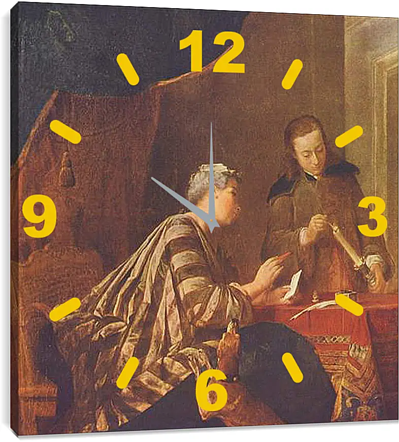 Часы картина - Lady Sealing a Letter. Жан Батист Симеон Шарден