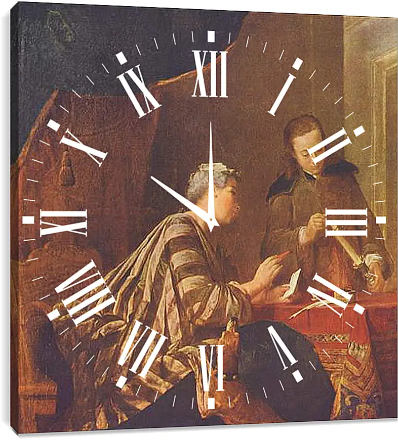 Часы картина - Lady Sealing a Letter. Жан Батист Симеон Шарден