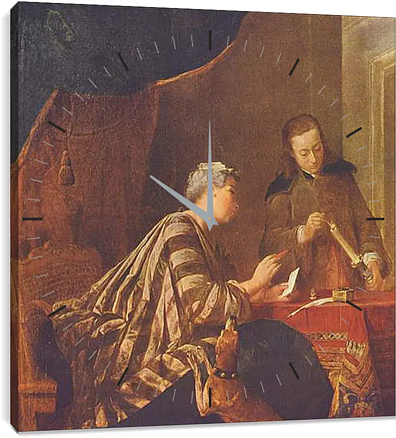 Часы картина - Lady Sealing a Letter. Жан Батист Симеон Шарден
