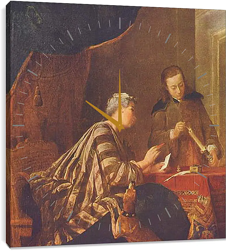 Часы картина - Lady Sealing a Letter. Жан Батист Симеон Шарден