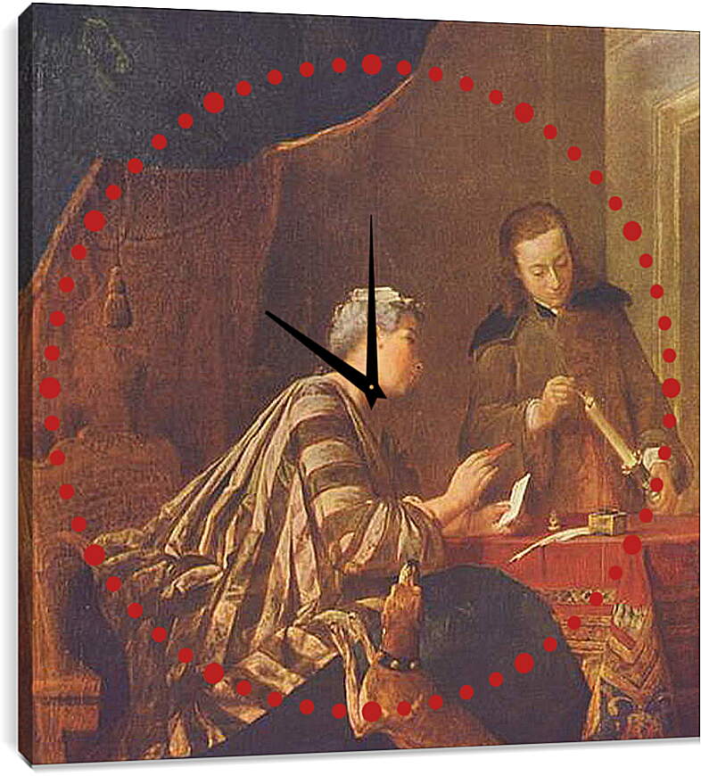 Часы картина - Lady Sealing a Letter. Жан Батист Симеон Шарден
