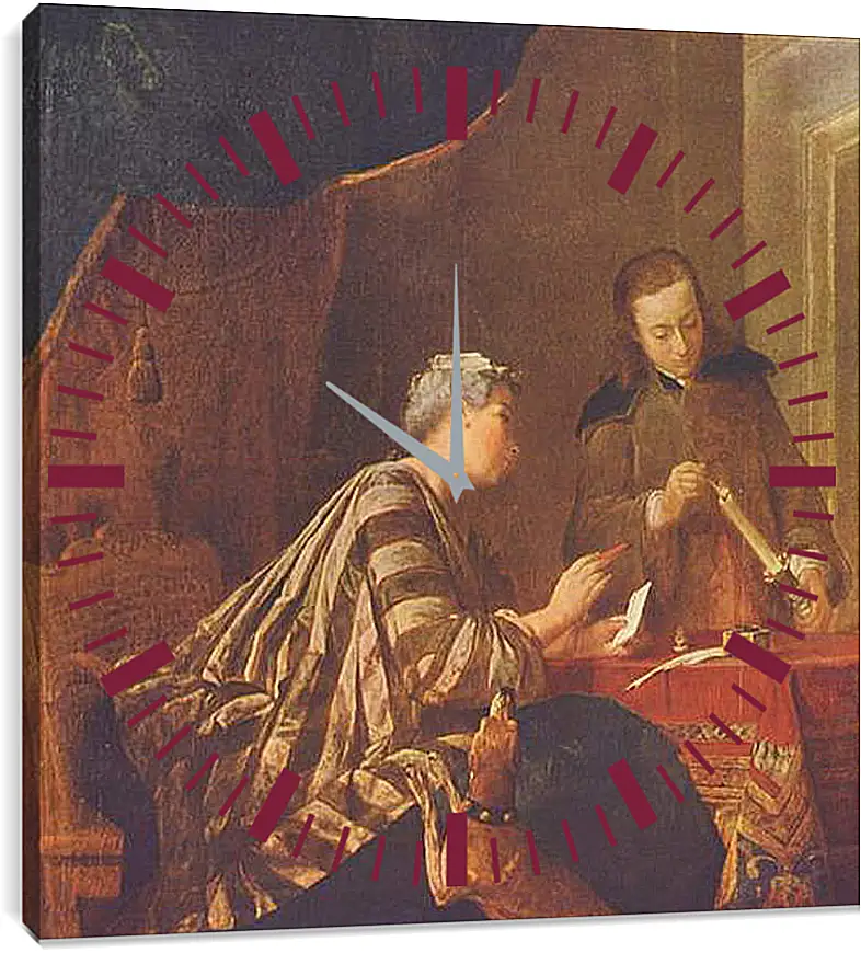 Часы картина - Lady Sealing a Letter. Жан Батист Симеон Шарден