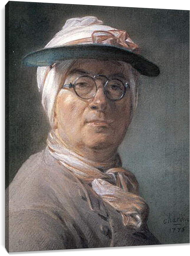 Постер и плакат - Self-Portrait Wearing Glasses. Жан Батист Симеон Шарден

