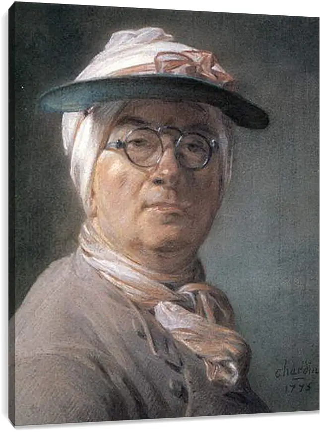 Постер и плакат - Self-Portrait Wearing Glasses. Жан Батист Симеон Шарден