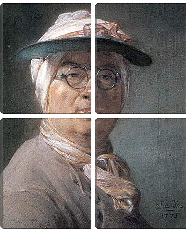 Модульная картина - Self-Portrait Wearing Glasses. Жан Батист Симеон Шарден
