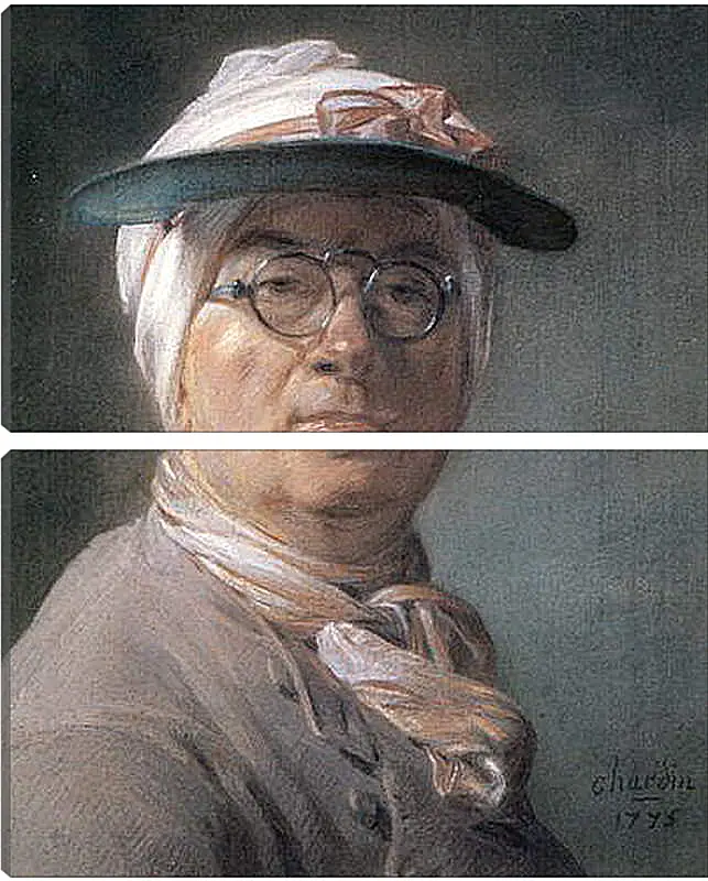 Модульная картина - Self-Portrait Wearing Glasses. Жан Батист Симеон Шарден