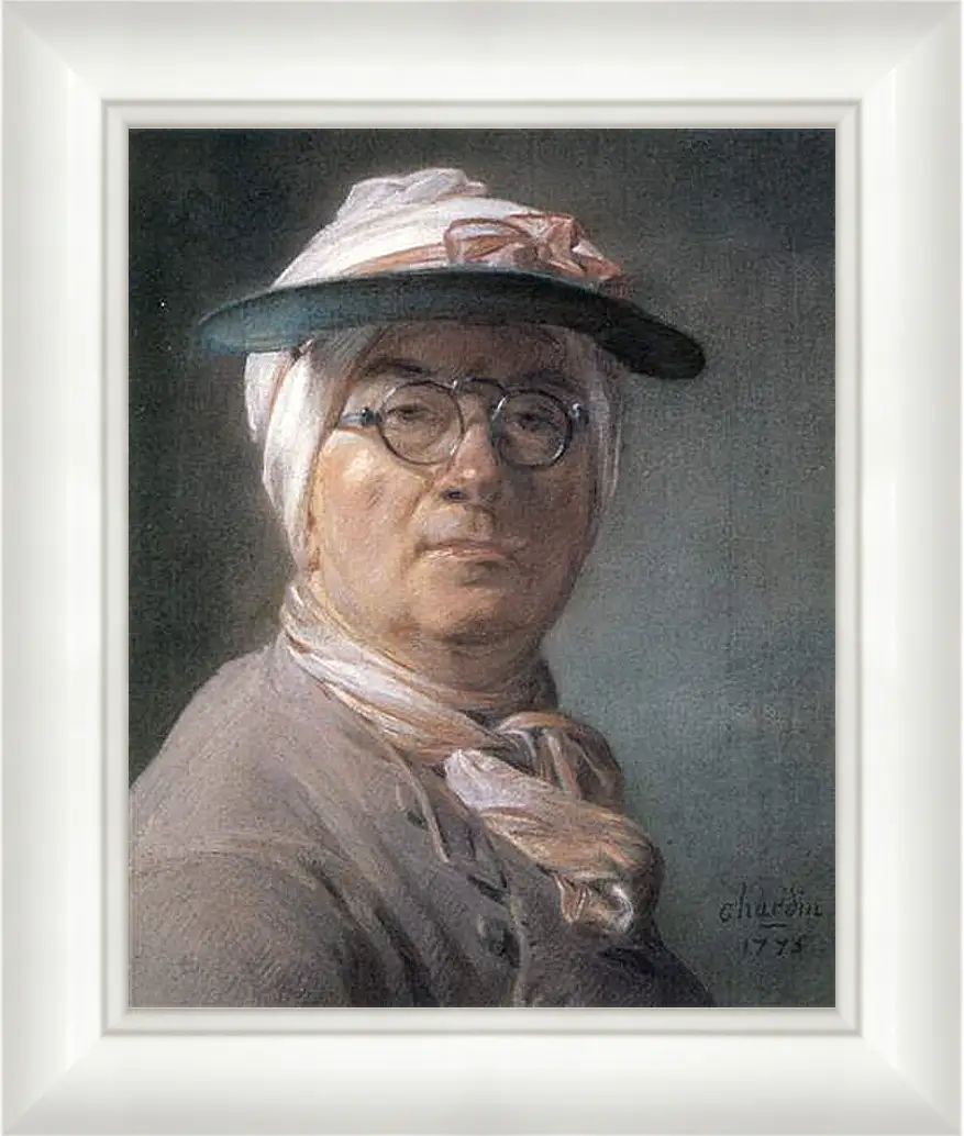 Картина в раме - Self-Portrait Wearing Glasses. Жан Батист Симеон Шарден