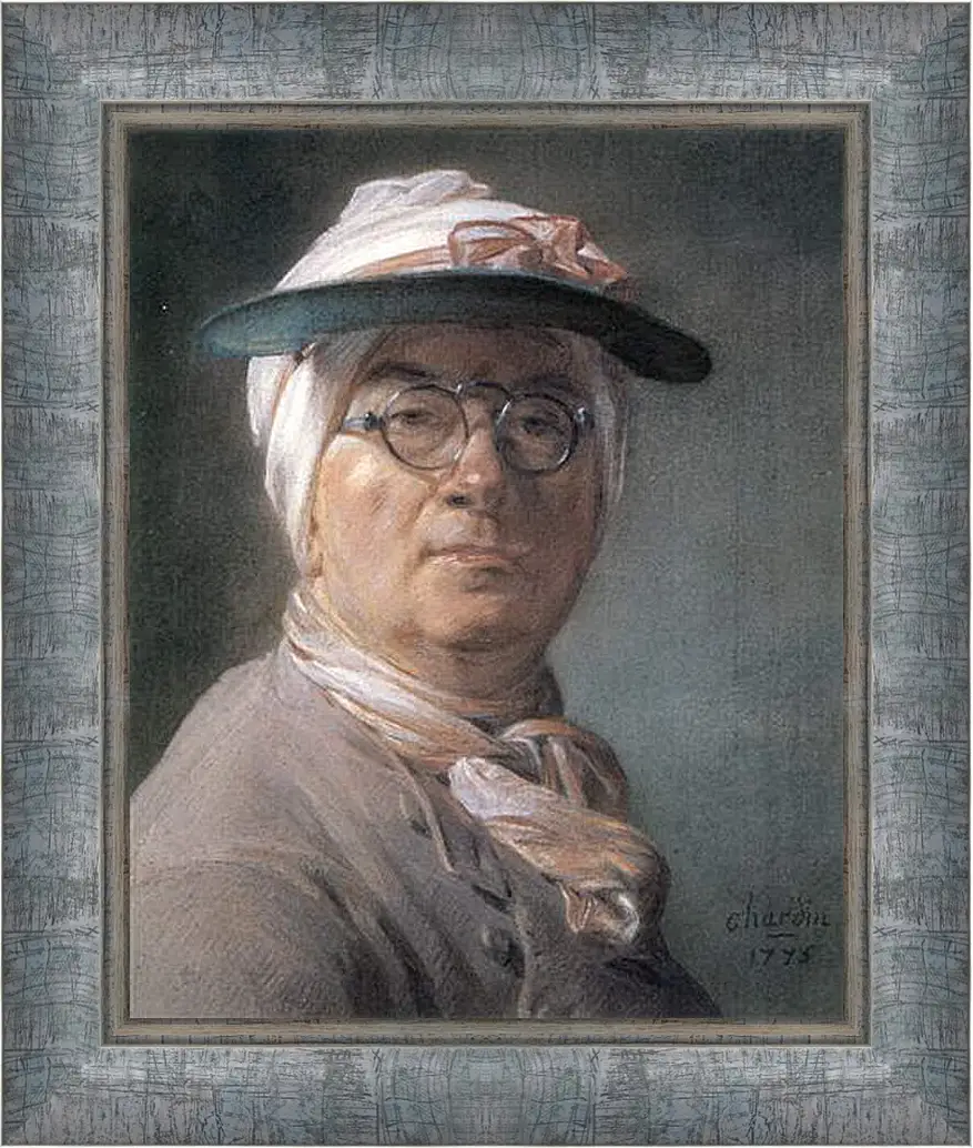 Картина в раме - Self-Portrait Wearing Glasses. Жан Батист Симеон Шарден
