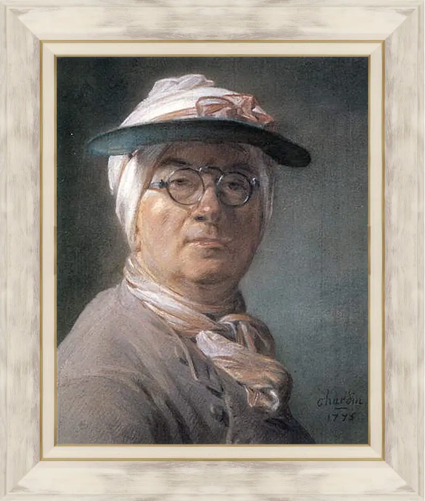 Картина в раме - Self-Portrait Wearing Glasses. Жан Батист Симеон Шарден