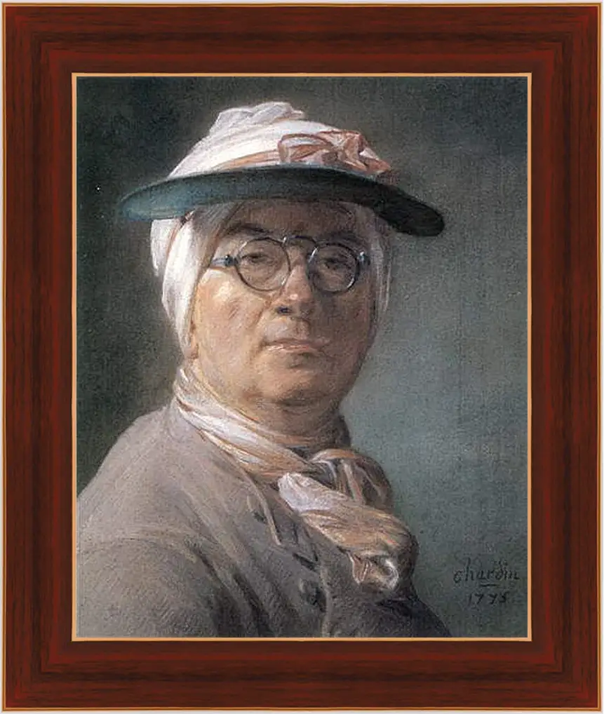 Картина в раме - Self-Portrait Wearing Glasses. Жан Батист Симеон Шарден