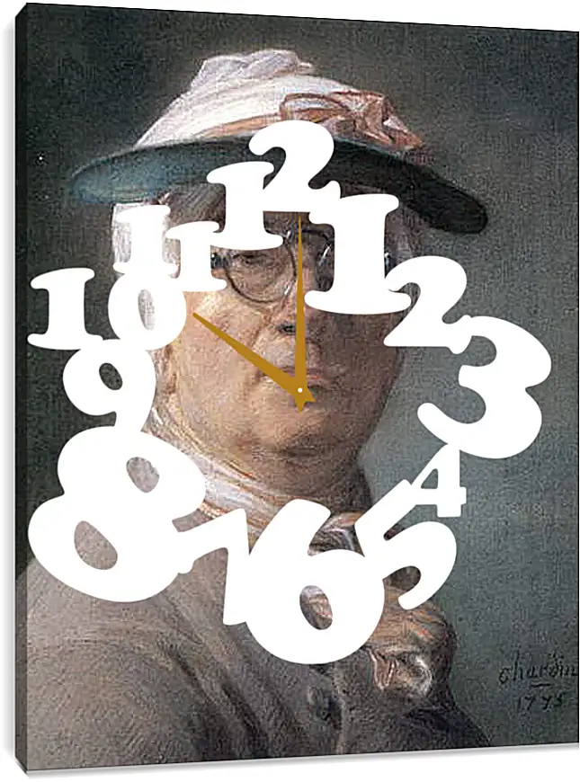 Часы картина - Self-Portrait Wearing Glasses. Жан Батист Симеон Шарден