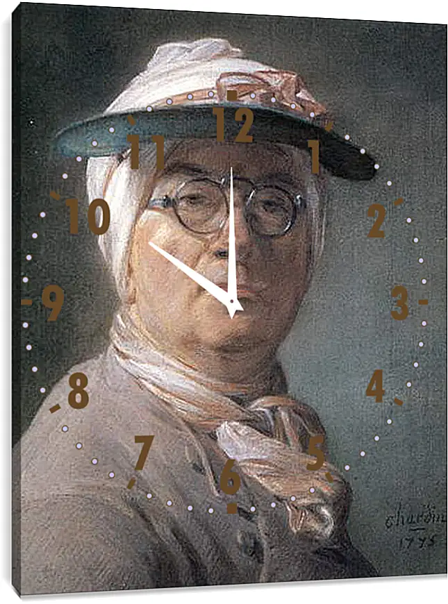 Часы картина - Self-Portrait Wearing Glasses. Жан Батист Симеон Шарден
