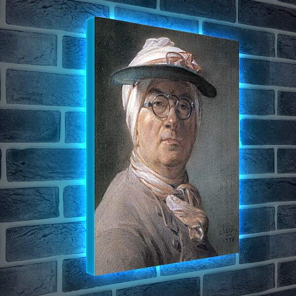 Лайтбокс световая панель - Self-Portrait Wearing Glasses. Жан Батист Симеон Шарден

